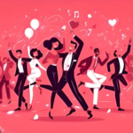 A cartoon showing people dancing and celebrating St. Valentines Day